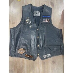 Bikers Dream Apparel Leather Motorcycle Vest Mens Patches And Pins
